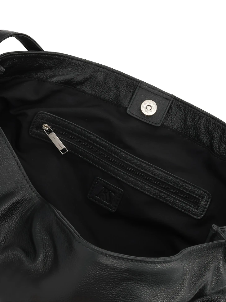 Kazar Black Trapeze Handbag With Shoulder Strap