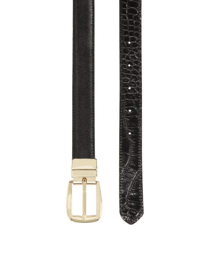 Kazar Black Two-sided Leather Belt