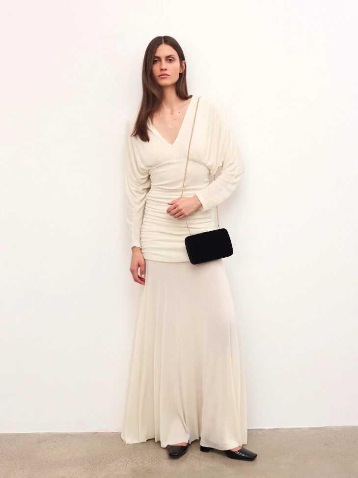 Kazar Black Velvet Fabric Clutch Bag