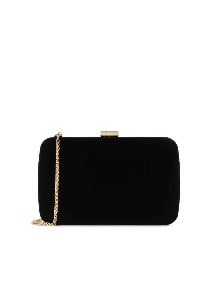 kazar Black velvet fabric clutch bag