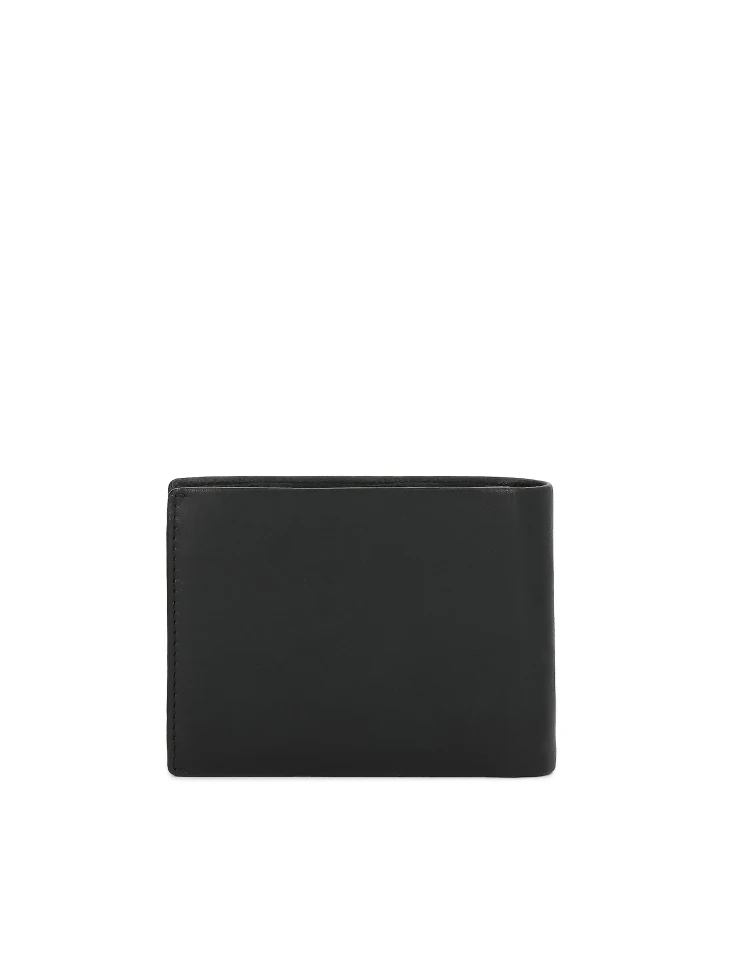 Kazar Black Wallet Decorated With Brown Threads