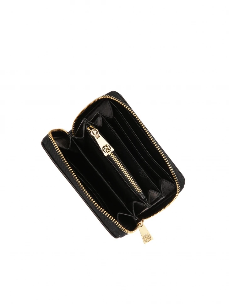 Kazar Black Wallet Decorated With Metal Monograms