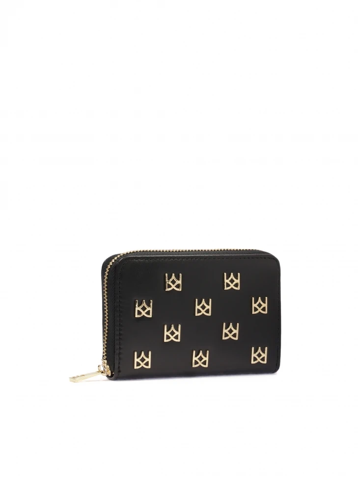 Kazar Black Wallet Decorated With Metal Monograms