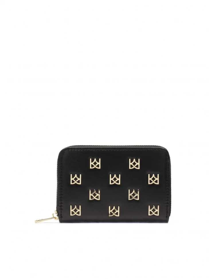 kazar Black wallet decorated with metal monograms