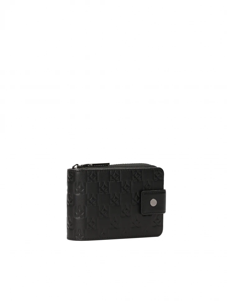 Kazar Black Wallet With Embossed Monograms