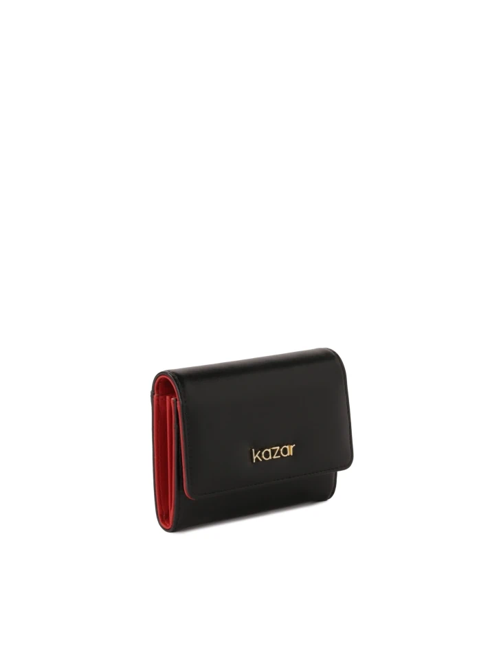Kazar Black Wallet With Red Interior