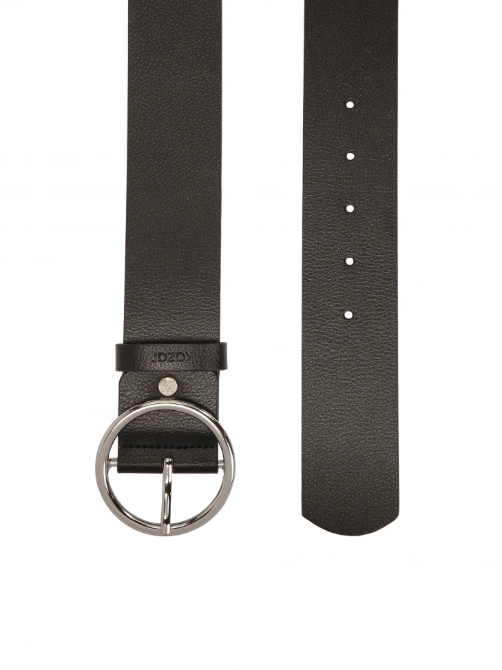 Kazar Black Wide Belt With Silver Buckle