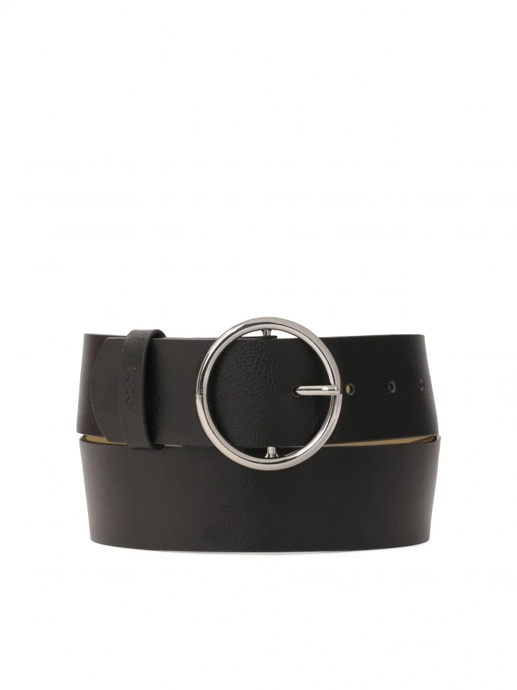 kazar Black wide belt with silver buckle