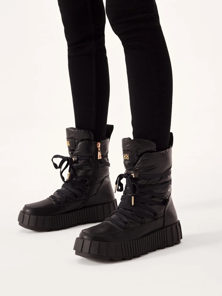 Kazar Black Women's Snow Boots On A Thick Sole