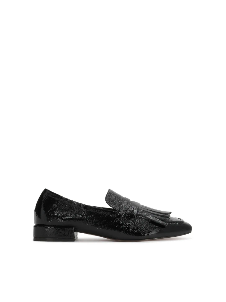 kazar Black wrinkled patent leather loafers