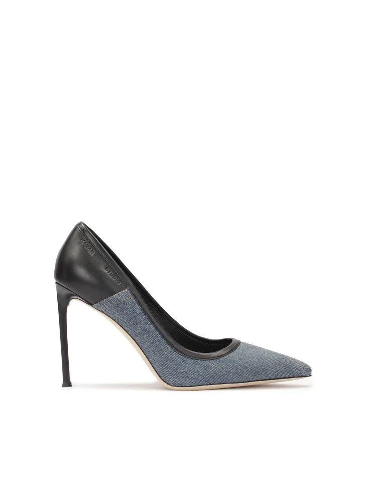 kazar Blue-black combined material pumps