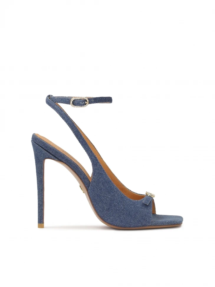 kazar Blue denim fabric heeled sandals