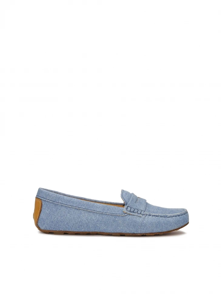 kazar Blue denim fabric moccasins