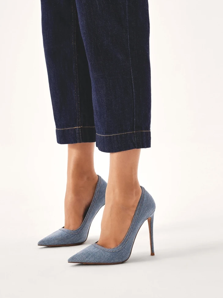 Kazar Blue Denim Fabric Pumps