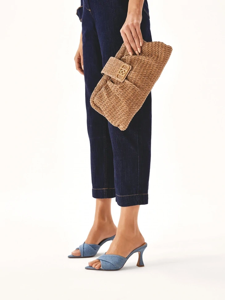 Kazar Blue Denim Mules With Pointed Toes