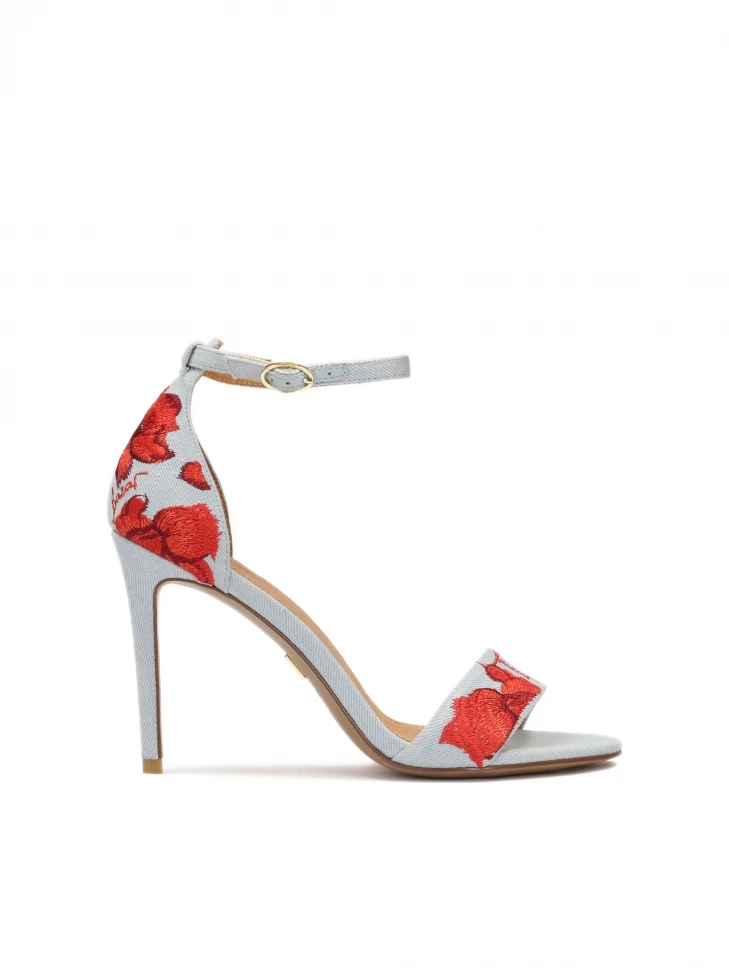 kazar Blue sandals with red flowers