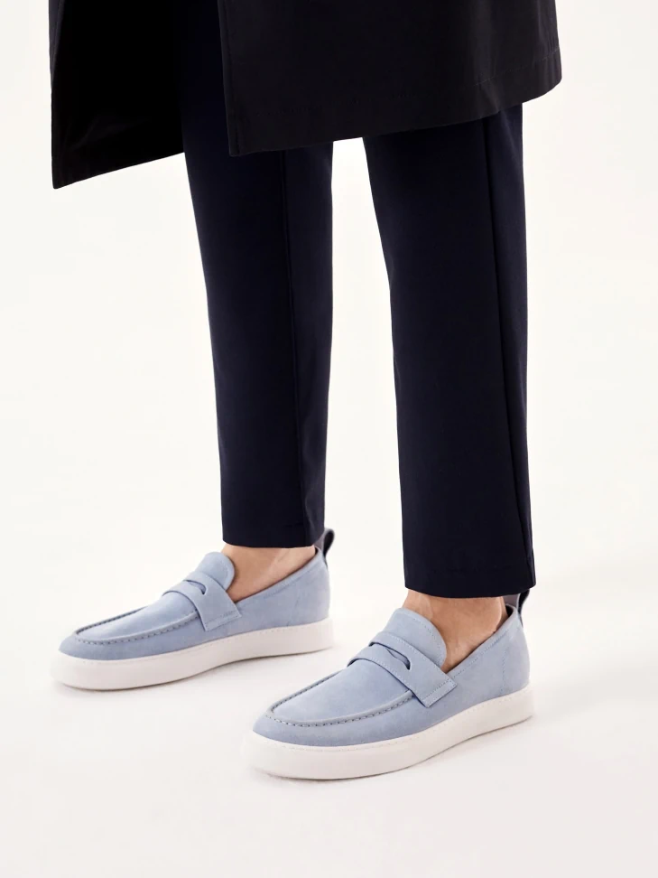 Kazar Blue Suede Slip-on Sneakers