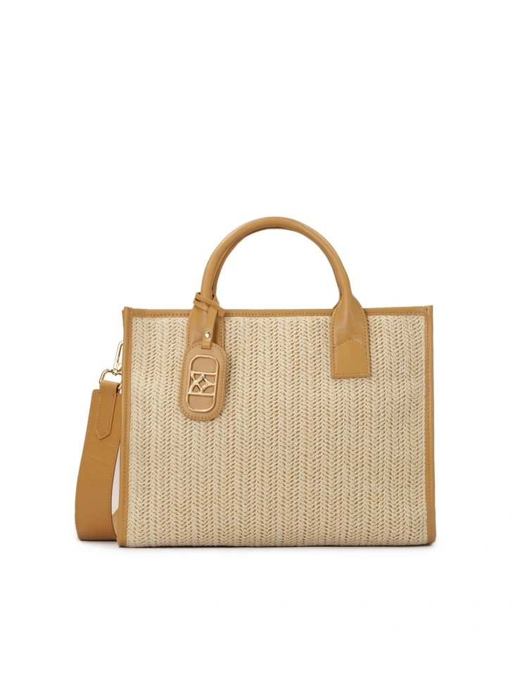 kazar Braided beige handbag with leather elements
