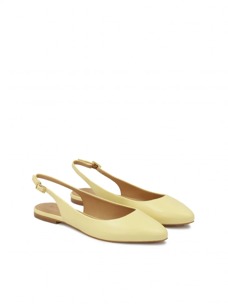 Kazar Bright Yellow Flat Pumps With Open Heel