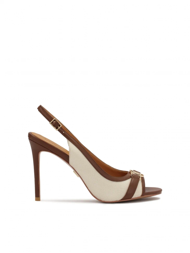 kazar Brown and beige leather and fabric sandals
