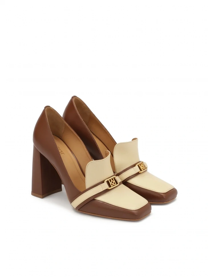 Kazar Brown And Beige Pumps On A Post