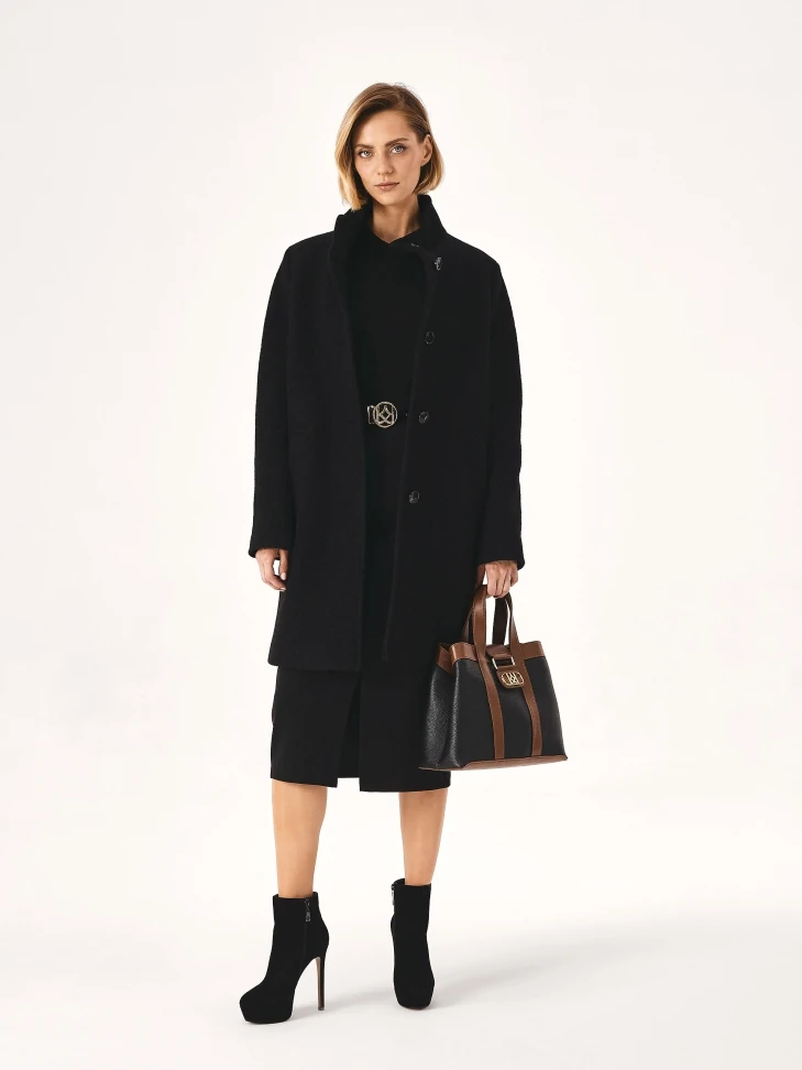 Kazar Brown And Black Handbag With Hand Grips