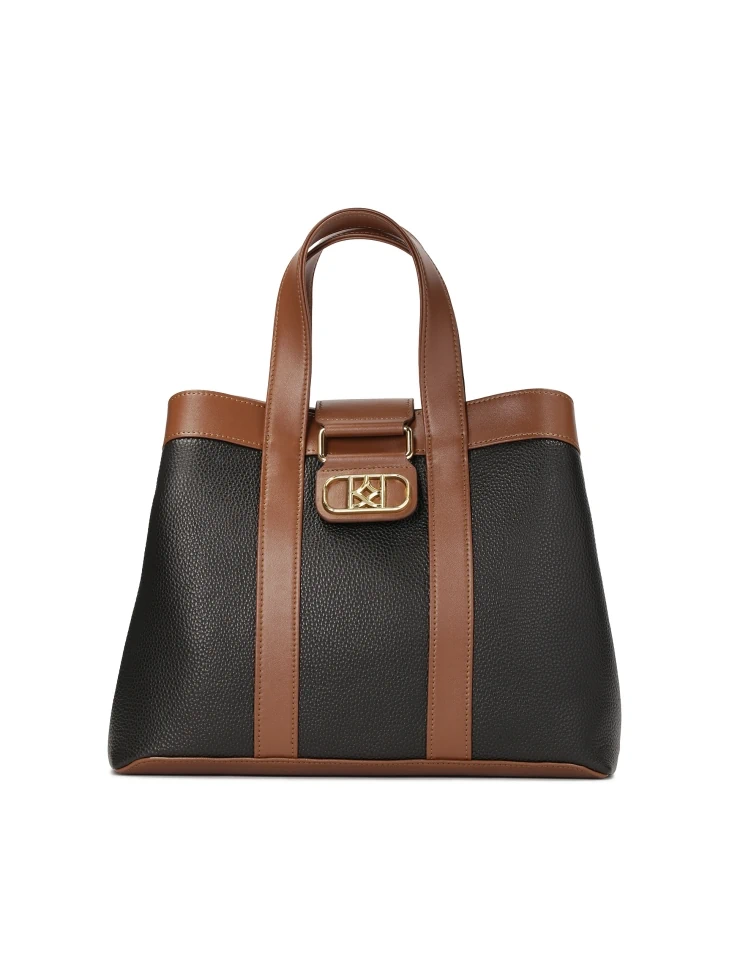 kazar Brown and black handbag with hand grips