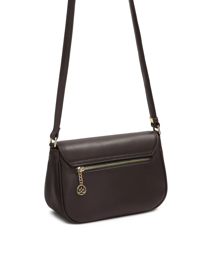 Kazar Brown Belt Handbag With Flap Pocket