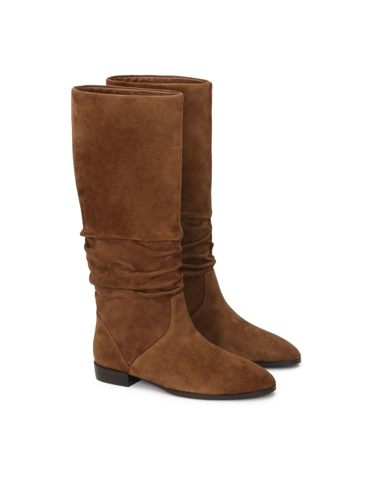 Kazar Brown Boots With Crinkle Upper