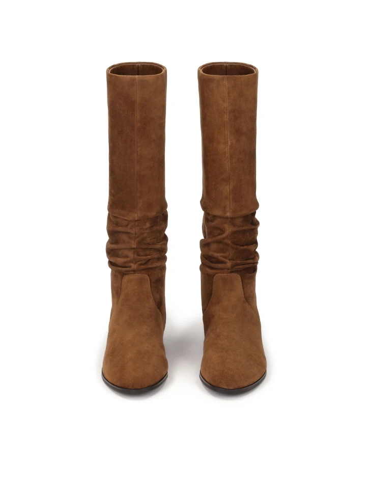 Kazar Brown Boots With Crinkle Upper