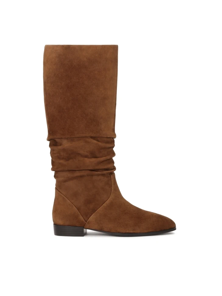 kazar Brown boots with crinkle upper