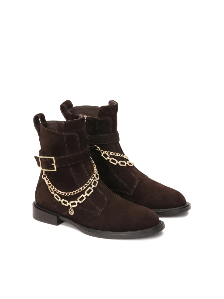 Kazar Brown Boots With Detachable Chains