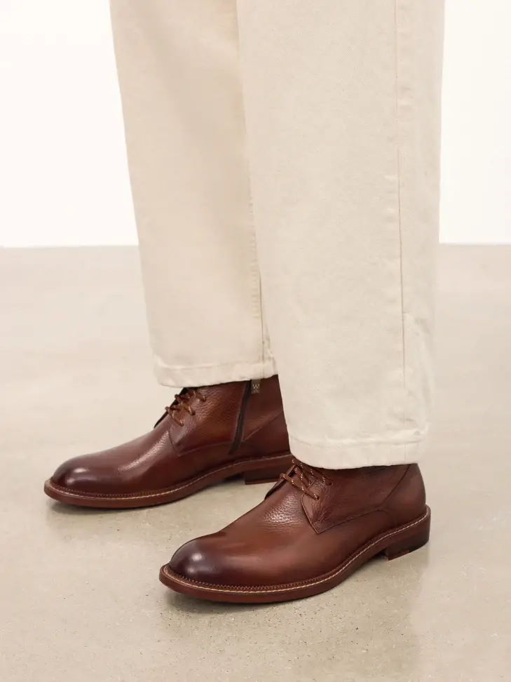 Kazar Brown Boots With Zipper And Lacing