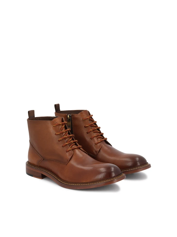 Kazar Brown Boots With Zipper And Lacing