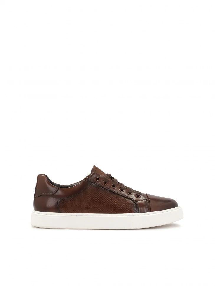 kazar Brown casual sneakers with perforations