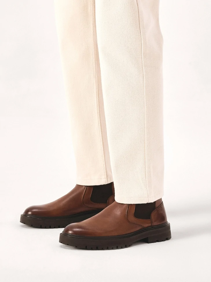 Kazar Brown Chelsea Boots On A Trefoil Sole