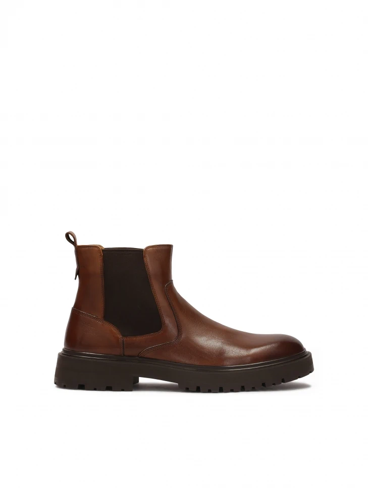 kazar Brown Chelsea boots on a trefoil sole