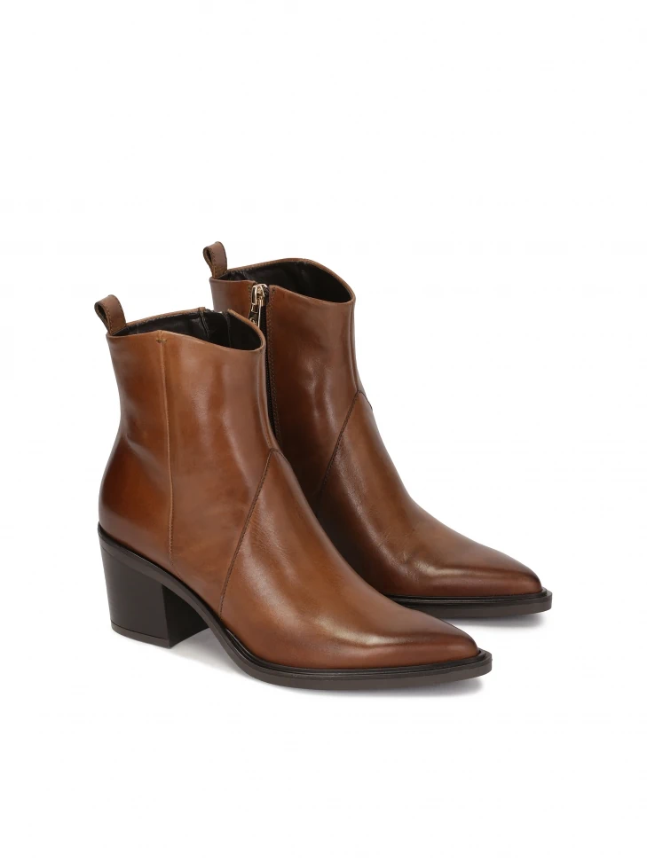 Kazar Brown Cowboy Boots With Elongated Nose