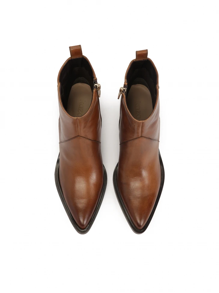 Kazar Brown Cowboy Boots With Elongated Nose