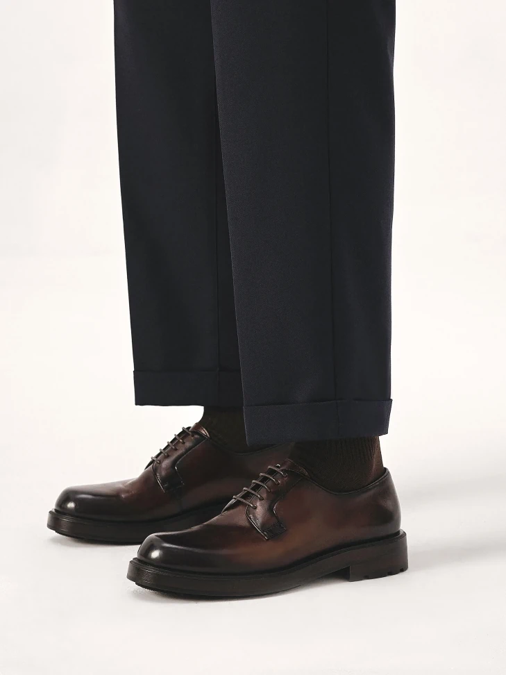 Kazar Brown Derby Shoes Made Of Natural Leather