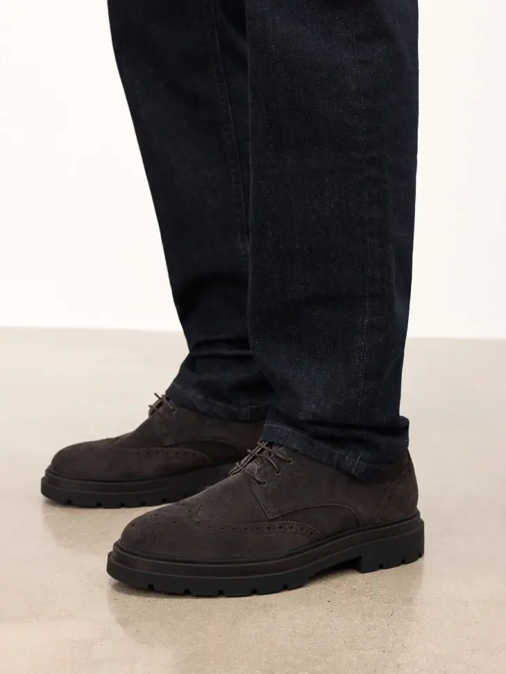 Kazar Brown Derby Shoes With Rosette Decoration