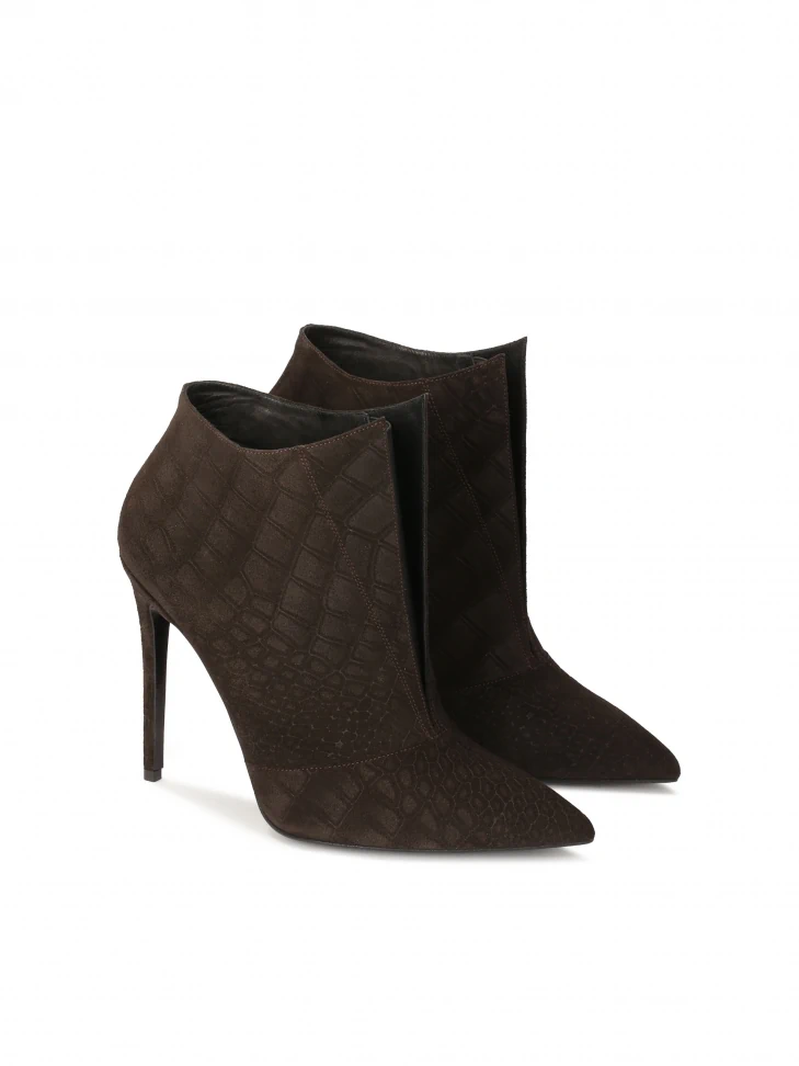 Kazar Brown Embossed Suede Boots