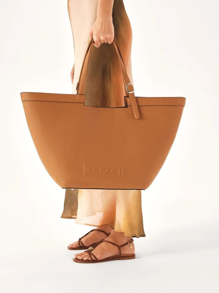 Kazar Brown Flat Sandals In Full Grain Leather