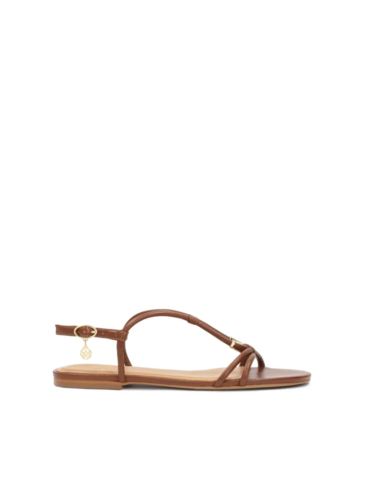 kazar Brown flat sandals in full grain leather