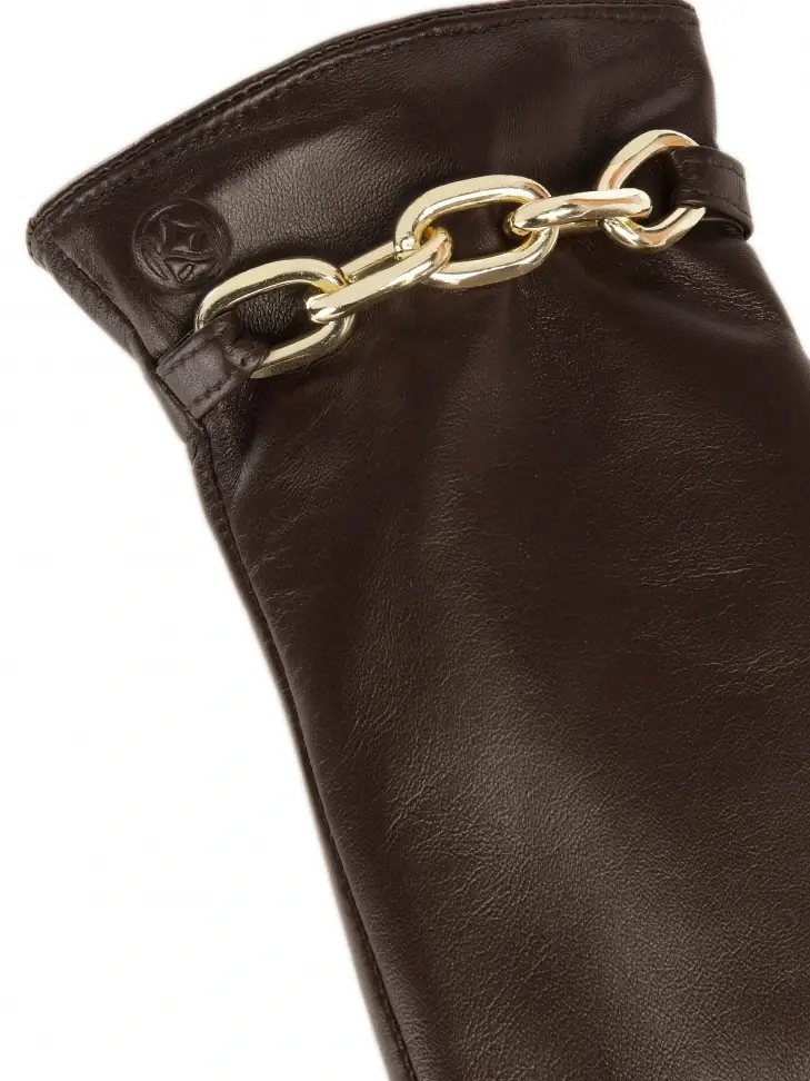 Kazar Brown Gloves With Chain