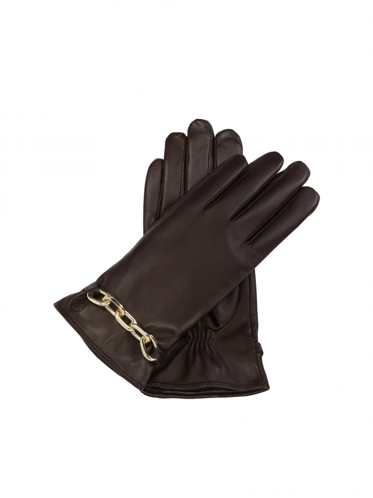 kazar Brown gloves with chain