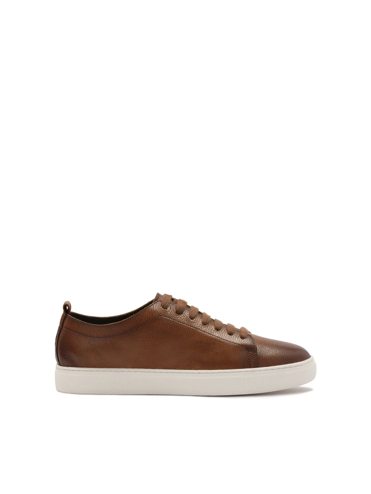 kazar Brown grained leather sneakers