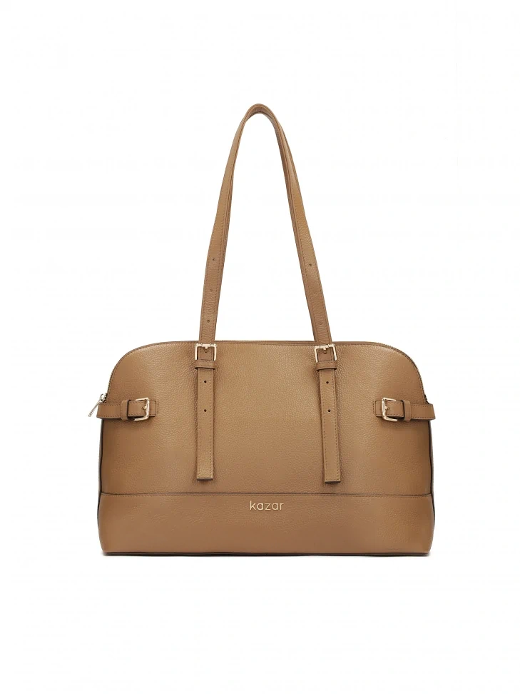 kazar Brown handbag with a wide bottom