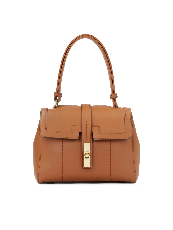 kazar Brown handbag with flap and handle