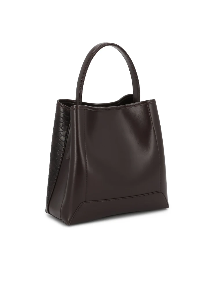 Kazar Brown Handbag With Snake Pattern